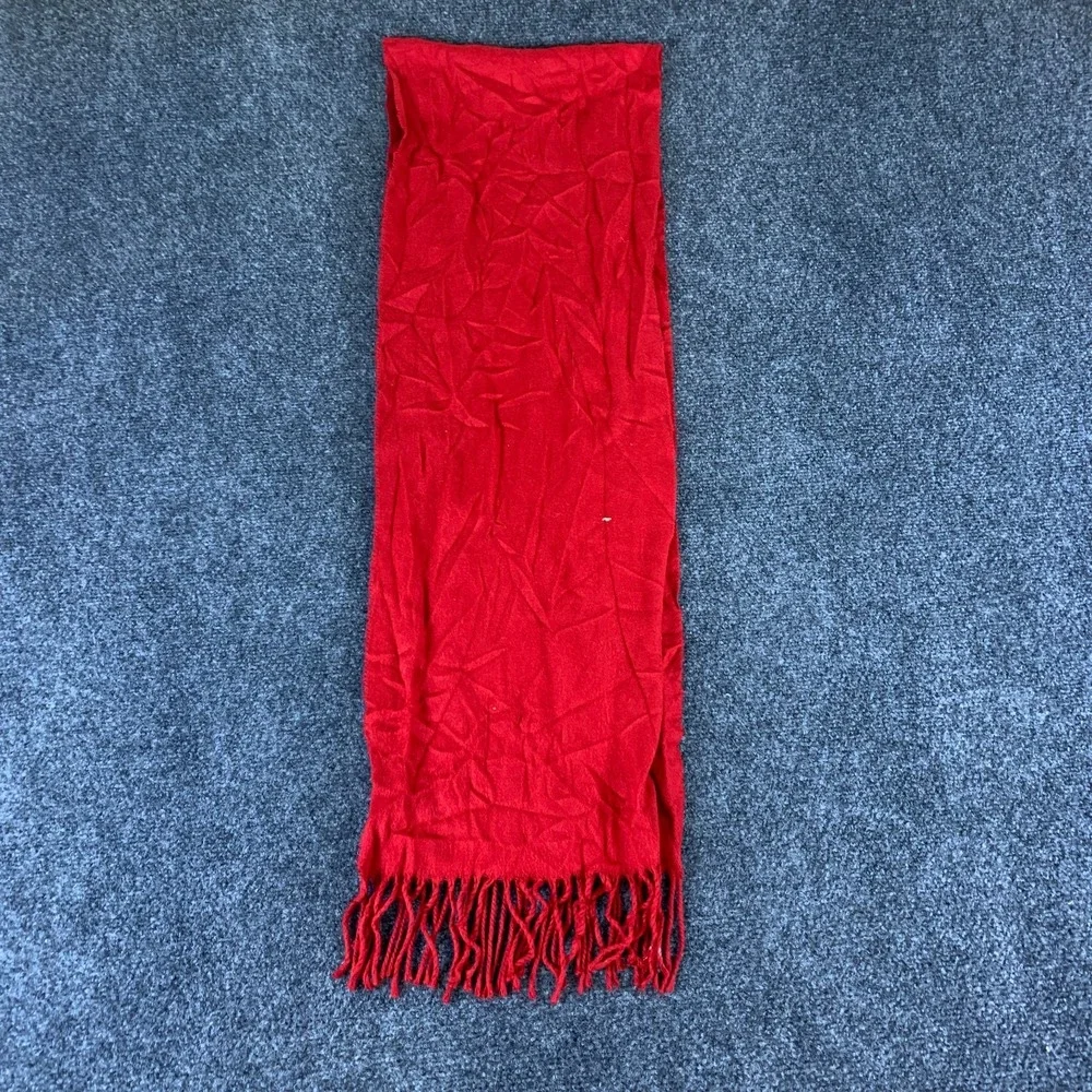 Cejon Scarf Women One Size Red Good Tasseled Fringe Rectangular Knit Italy
